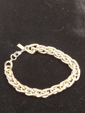 Vintage MONET Gold Tone Chunky Braided Chain Link Bracelet